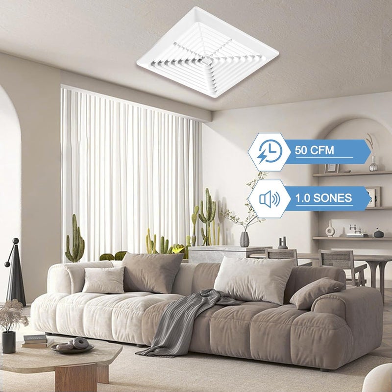 VENTECHLATION Bathroom Exhaust Fan 50 CFM 1.0 Sone, 3-Inch Duct, Quiet,Energy Star Certified, Easy to Install, No Attic Access Needed,Ceiling or Wall Mounted, Classic White Grille - Image 2